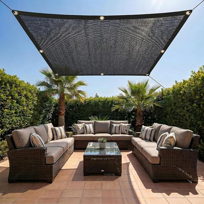 20'x20' Garden Shade Cloth 50% Sunblock Mesh Tarp with Grommets | Outdoor Sun Shade & Plant Freeze Protection Cover for Greenhouse, Kennel, Lawn, Patio, Black
