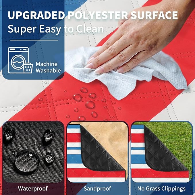 ANJ Outdoors Extra Large Waterproof Picnic Blankets | Foldable Sandproof Beach Blanket N Outdoor Blanket | 5-Layer Machine Washable Soft Picnic Mat for Camping, Grass, Park N Stadium