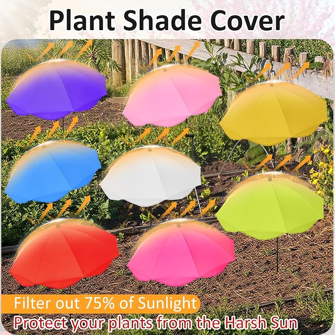 12 Pcs 26 Inch Plant Umbrellas for Outdoor Plants Garden Umbrella Shade for Potted Plant, Garden Bed Flower Pot Provide Shade to ‌defend Blazing Sun (12 Colors)