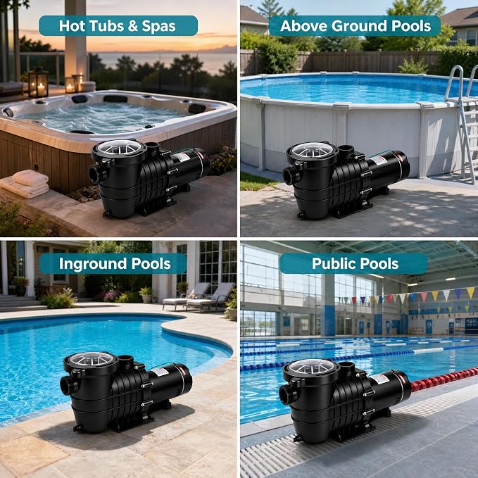 TOPWAY 2HP 110v Swimming Pool Pump 111GPM Filter Garden lnground and Above Ground Pools Water Pump
