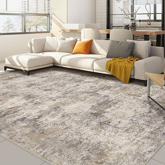 Nakagishi Boho 8x10 Area Rug Living Room Rugs Machine Washable Brown Grey | Soft, Pet & Kid Friendly, Carpet for Living Room/Bedroom/Office/Kitchen/Nursery, Daily Home Decor Stain Resistant Moroccan