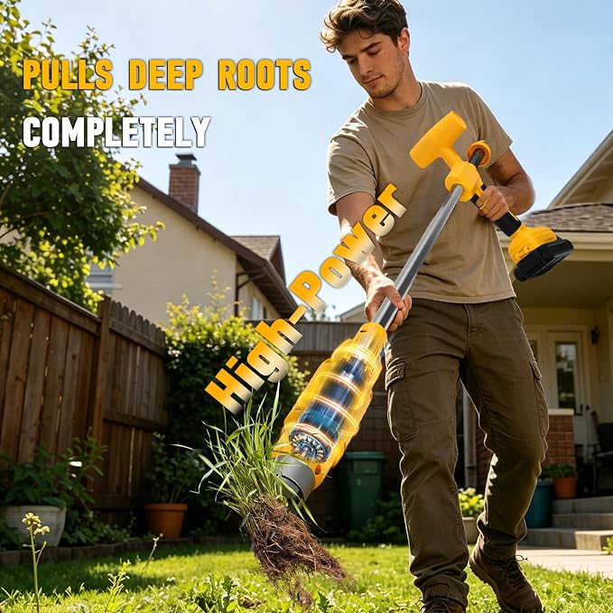 Electric Weed Puller Compatible with Dewalt 20V Battery, Heavy-Duty 3-Claw Steel Root Weeder, Stand up Electric Weeds Pulling Tool for Dandelion Lawn Garden Yard (No Battery)