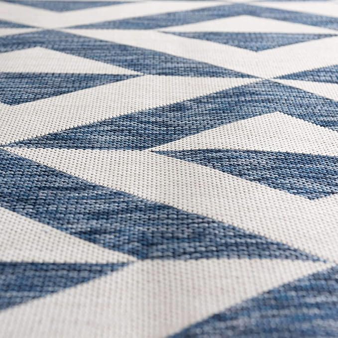 Unique Loom Outdoor Collection Area Rug - Napa (2' x 3' 1' Rectangle, Blue/ Ivory)