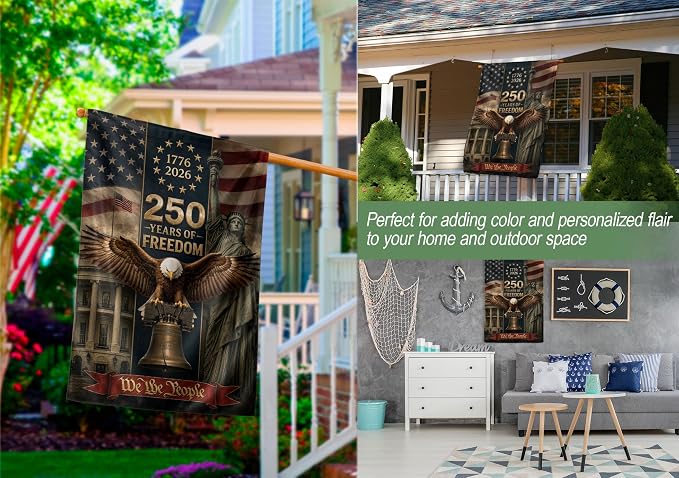 250 Years Of Freedom Flag, American Flag With Eagle, We The People Banner, 1776-2026 Commemorative, Garden Flags For Outside, Double-sided Printing, 250th Anniversary Patriotic Design 5 (30x40 Inch)