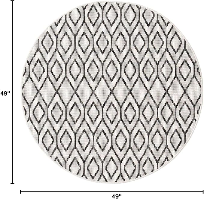 Jill Zarin Outdoor Collection Area Rug - Turks and Caicos (4' Round Ivory/Black)