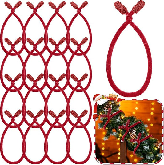 Zhengmy 16 Pcs 25 Inches Christmas Velvet Garland Ties Christmas Decorative Twist Ties for Banister Reusable and Flexible Twist for Xmas Home Decorations Holiday Craft Wrapping(Red)