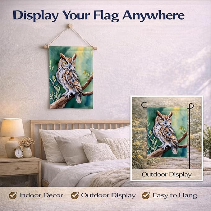 Caroline's Treasures Western Screech Owl Garden Flag Mailbox Flag Decorative Yard Flag Banner Outside Patio Artwork Yard Flower Beds, Garden Size, Multicolor