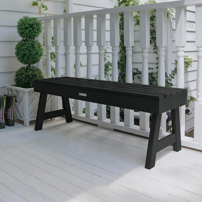 highwood Weatherly Backless Bench, 4-Feet, Black