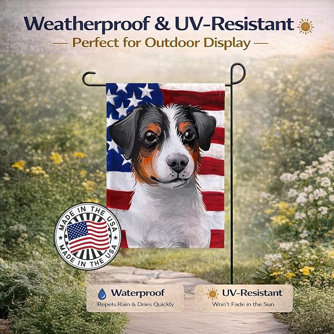 Caroline's Treasures CK6502GF Danish-Swedish Farmdog American Flag Garden Flag Mailbox Flag Decorative Yard Flag Banner Outside Patio Artwork Yard Flower Beds, Garden Size, Multicolor