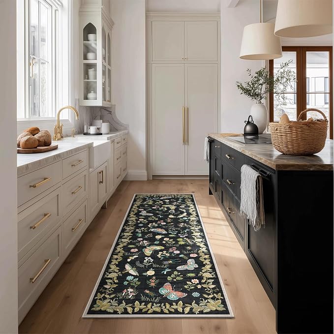 Washable Runners for Hallways Kitchen Rugs: 2'x6' Runner Rug Stain Resistant Non Slip Low Pile Soft Carpet Runners for Hallways Indoor Entryway Kitchen Laundry Room Bedroom Bedside Farmhouse