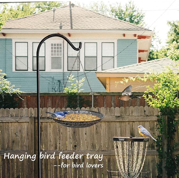 CQAIRIOU Premium Hanging Bird Feeder Tray(2 Set),Size 11.8” Large Platform Bird Feeder Metal Mesh Tray,Wild Bird Feeder for Outside Hanging Seed Platform,Combinable Style to Double Layer
