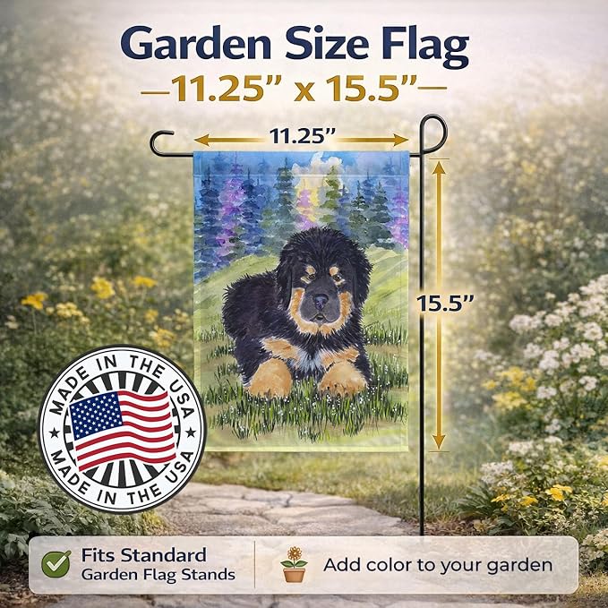 Caroline's Treasures SS1037GF Tibetan Mastiff Garden Flag Mailbox Flag Decorative Yard Flag Banner Outside Patio Artwork Yard Flower Beds, Garden Size, Multicolor