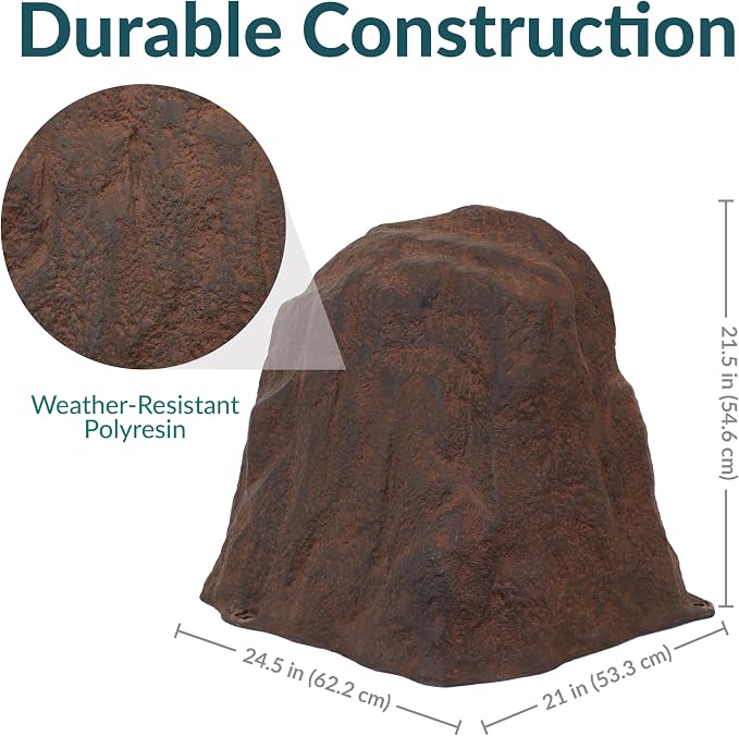 Sunnydaze 21.5” H Large Faux Landscape Rock Cover - Lightweight Polyresin Fake Rock Well Pump Cover for Outside – Realistic Natural Texture – Brown