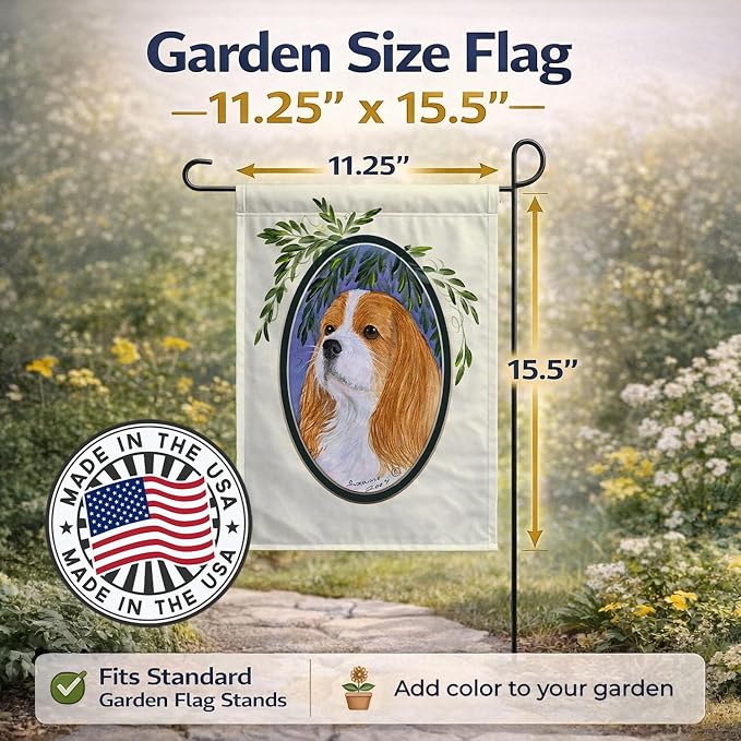 Caroline's Treasures SS8024GF Cavalier Spaniel Garden Flag Mailbox Flag Decorative Yard Flag Banner Outside Patio Artwork Yard Flower Beds, Garden Size, Multicolor
