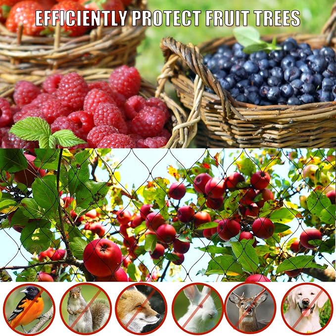 50x100 Bird Netting for Garden Protection - 1" Mesh Netting to Cover Chicken Coops and Garden Hoops, Large Bird Net to Protect Chickens, Blueberry Bush, Fruit Trees, Plants from Hawks, Deer