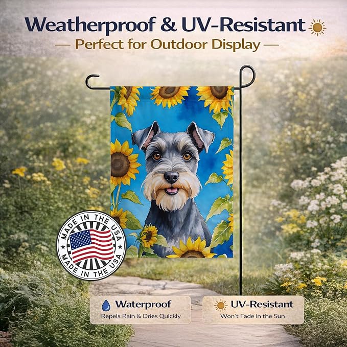 Caroline's Treasures DAC6156GF Schnauzer in Sunflowers Garden Flag Mailbox Flag Decorative Yard Flag Banner Outside Patio Artwork Yard Flower Beds, Garden Size, Multicolor