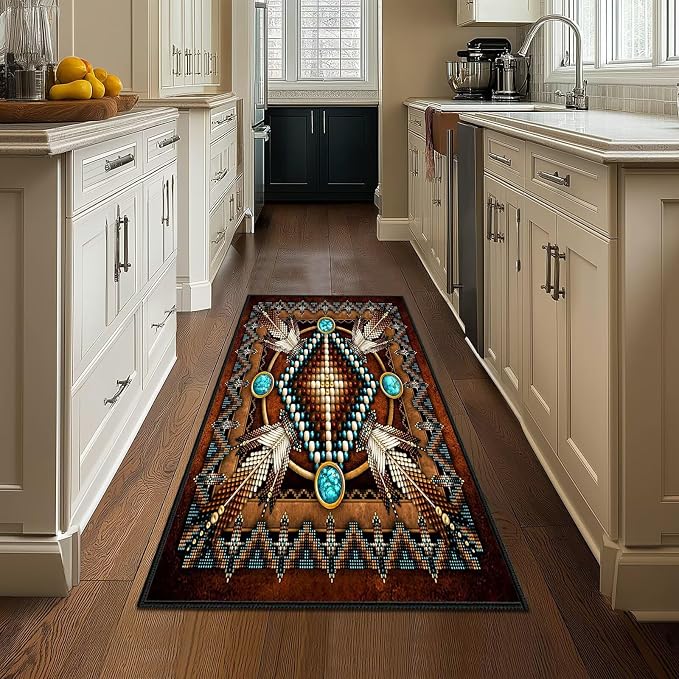 Southwestern Runner Rug 2x5 Rugs for Hallways,Aztec Tribal Native American Kitchen Rug Washable Runners Bedroom Carpets Non Slip Accent Throw Rugs Vintage Area Carpet for Hallway,Laundry,Bathroom
