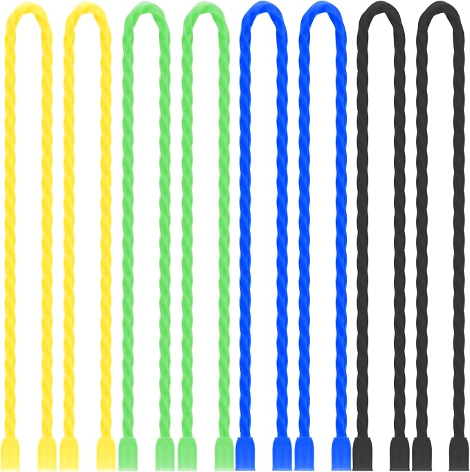 TRIPLE DEER 8Pcs 12-Inch Silicone Cable Ties Colorful Reusable Steel-Core Silicone Twist Gear Tie Straps for Bundling and Organizing, Bendable Holder Strap for Indoor and Out All Purpose