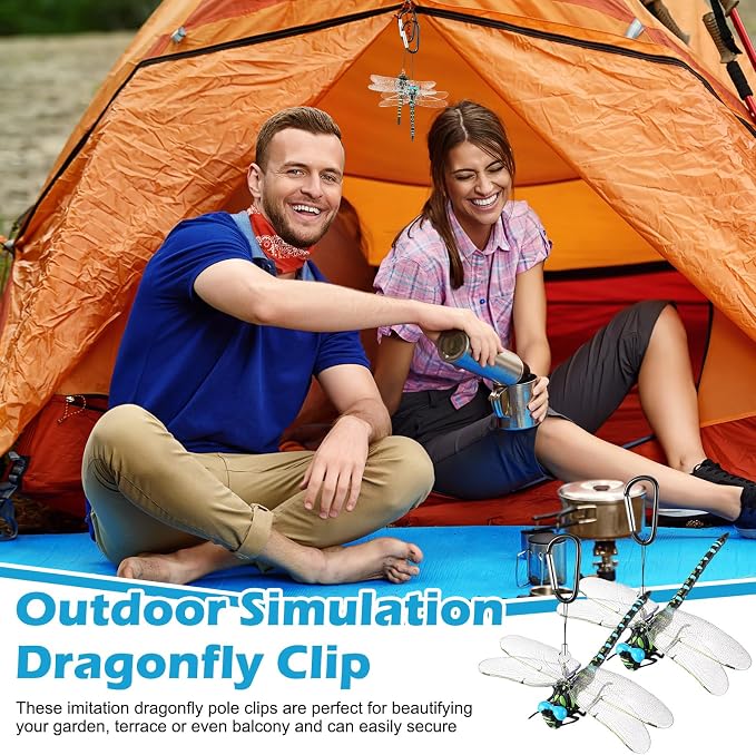 Qualirey 2pcs Dragonfly Hat Clip Realistic Simulated Dragonfly with Hook Clip Attach to Backpack Hat for Indoor Yard Garden Plant Decor (Blue)