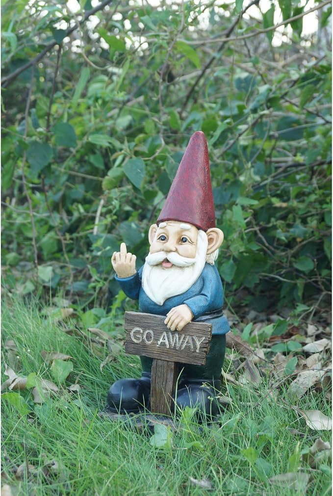 Hi-Line Gift Ltd Gnome Holding Go Away Sign