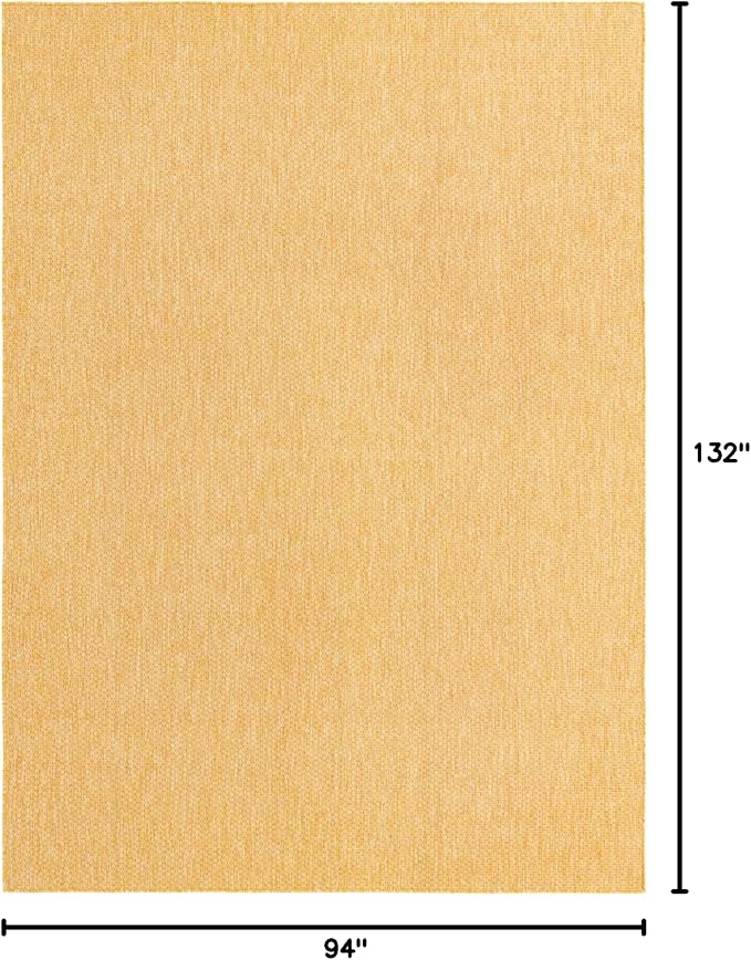 Unique Loom Collection Casual Transitional Solid Heathered Indoor/Outdoor Flatweave Area Rug (7' 10" x 11' Rectangle, Corn Harvest Yellow)