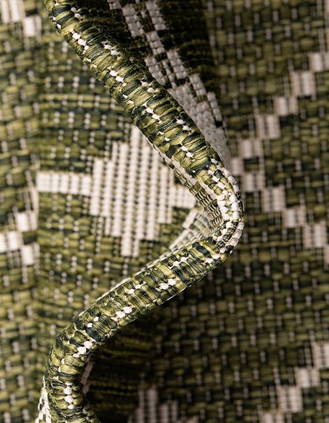 Unique Loom Outdoor Trellis Collection Area Rug - Traliccio (2' x 6' 1" Runner, Green/ Ivory)