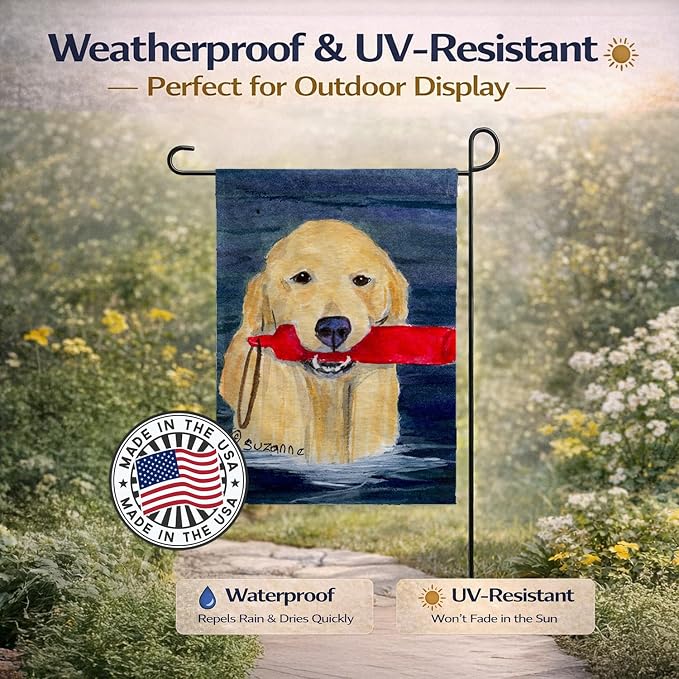 Caroline's Treasures SS8868GF Golden Retriever Garden Flag Mailbox Flag Decorative Yard Flag Banner Outside Patio Artwork Yard Flower Beds, Garden Size, Multicolor