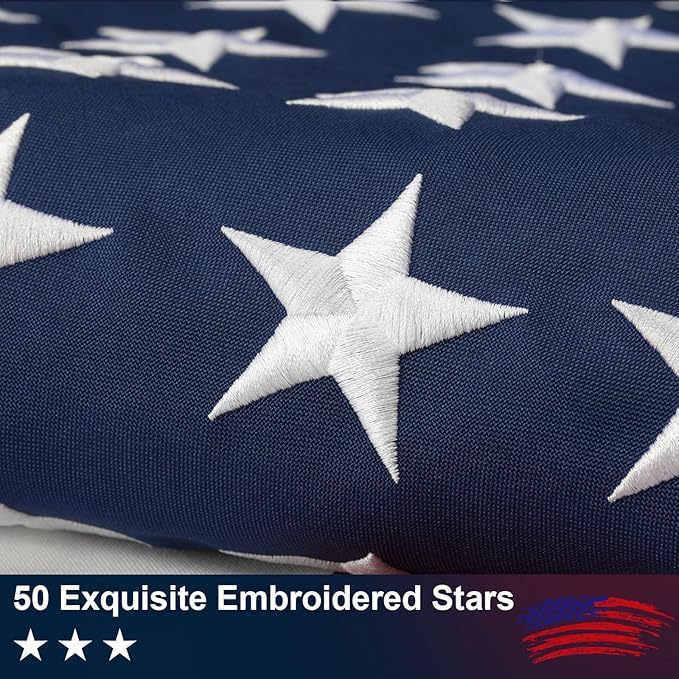 American Flag 6x10 FT for Outside - TearProof & Fade-Resistant USA Flag | UV & Weather-Resistant Spun Polyester US Flag with Embroidered Stars & Brass Grommets, Perfect for High Winds & 4th of July