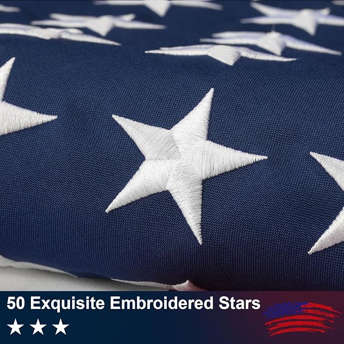 American Flag 8x12 FT for Outside - TearProof & Fade-Resistant USA Flag | UV & Weather-Resistant Spun Polyester US Flag with Embroidered Stars & Brass Grommets, Perfect for High Winds & 4th of July