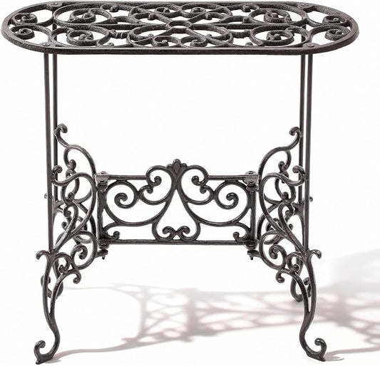 Heavy Duty Cast Iron Potted Plant Stand 22in tall Metal Garden Table Potted Plant Holder Cast Iron Tree Stand Indoor Outdoor Corner Shelf for Planters Vases Lanterns Ornaments & Books