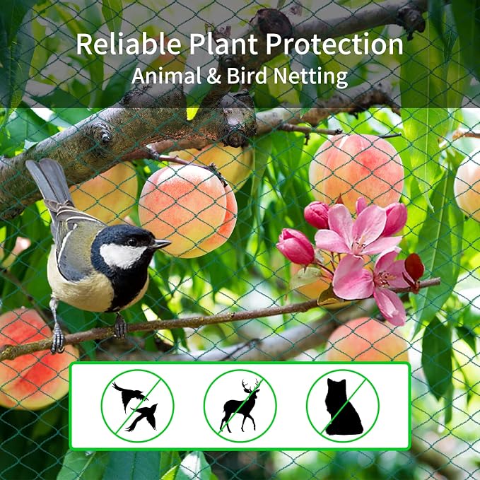 Bird Netting 25'x50' with 1" Square Mesh Bird Net Garden Netting for Chicken Coop, Aviary, Deer Fence, Fruit Tree