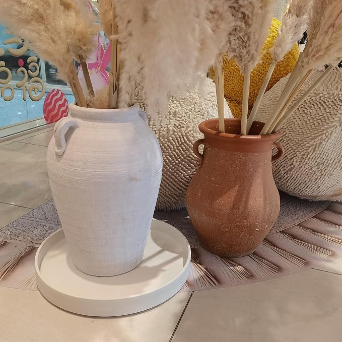Ceramic Plant Saucer Pot Tray 14.5 Inch, Frosted White Planter Saucers 5 7 9 10 12 15 Inch for Indoors Outdoor, Flower Pot Saucers for Holding Water Drips and Soil