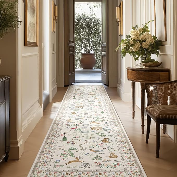 Machine Washable Kitchen Runner Rugs: 2'x10' Hallway Runner Non Slip Low Pile Stain Resistant Soft Indoor Carpet Runners for Hallways Entryway Kitchen Laundry Room Beside Farmhouse