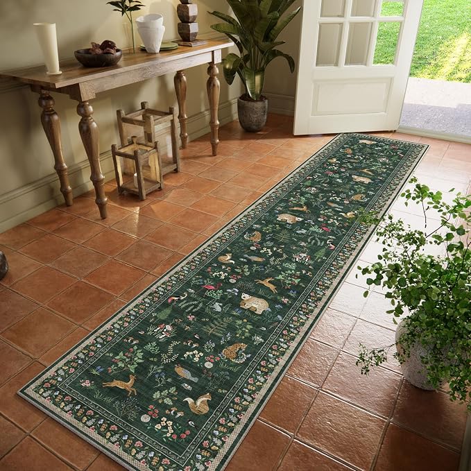 Washable Kitchen Rug Runners for Hallways: 2'x10' Bedroom Runner Non Slip Soft Low Pile Stain Resistant Indoor Carpet Runner Rugs for Entryway Hallway Kitchen Laundry Room Beside Farmhouse
