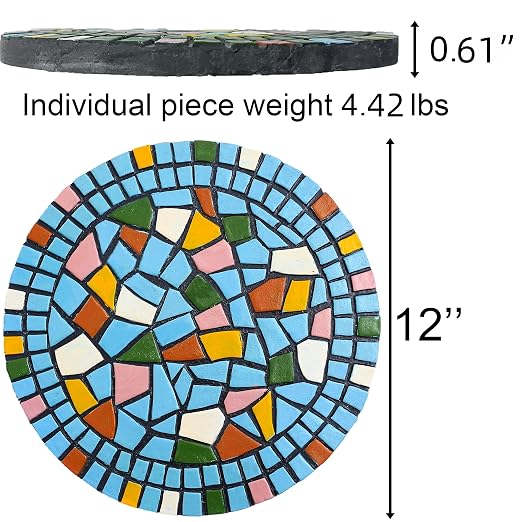 Garden Decoration - Mosaic Stepping Stone - Patio Decoration Stone 12 Inch (1, Blue, Medium)