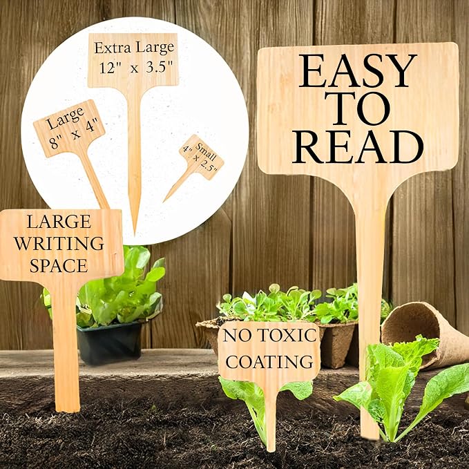 50 Pack 8 Inch Tall Plant Labels Large Garden Markers Plant Name Tags Great Gift for Gardeners Plant Lovers Easy to Read Larger Writing Area with Full Size Marker