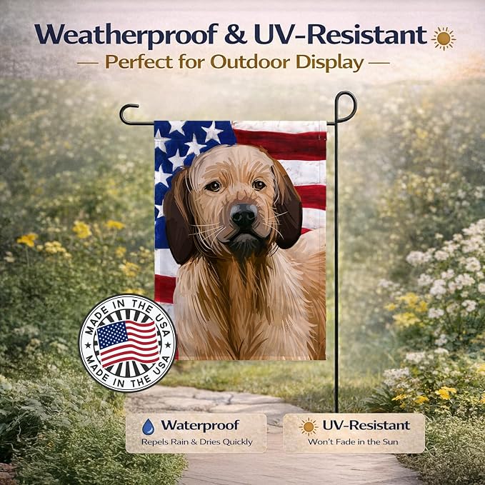 Caroline's Treasures CK6728GF Styrian Coarse-haired Hound American Flag Garden Flag Mailbox Flag Decorative Yard Flag Banner Outside Patio Artwork Yard Flower Beds, Garden Size, Multicolor