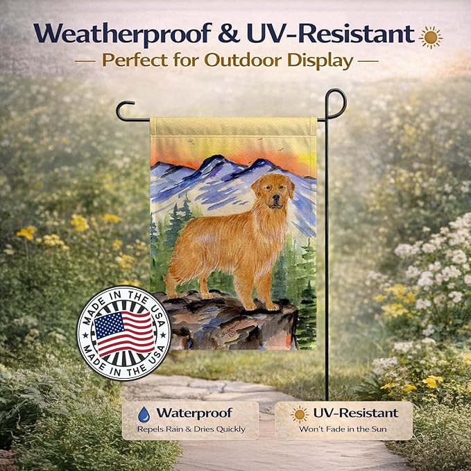 Caroline's Treasures SS8163GF Golden Retriever Garden Flag Mailbox Flag Decorative Yard Flag Banner Outside Patio Artwork Yard Flower Beds, Garden Size, Multicolor