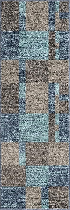 Unique Loom Autumn Collection Area Rug - Providence (2' x 6' 1" Runner, Blue Gray/ Light Brown)