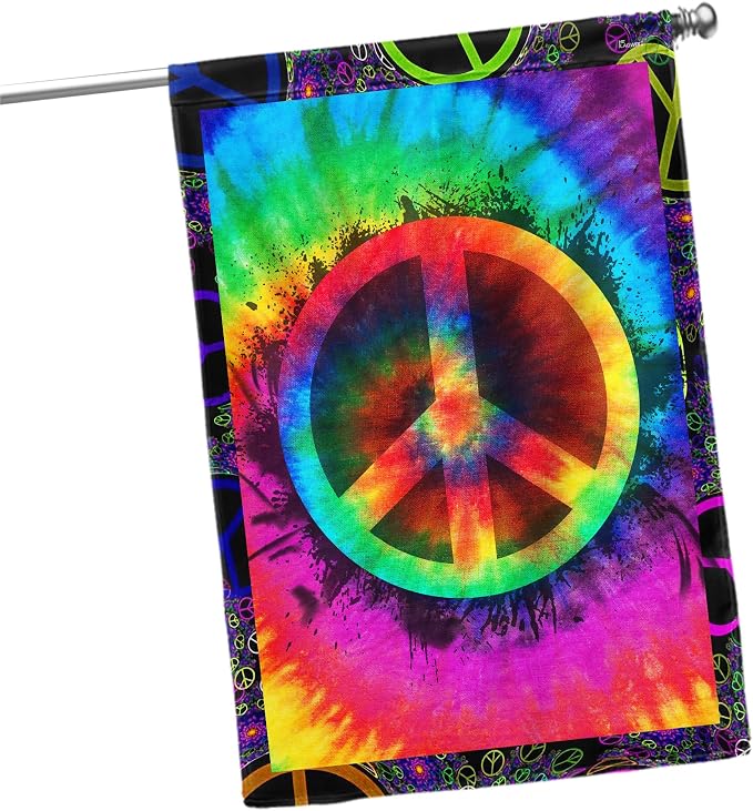 FLAGWIX Hippie Peace Flag - Boho Decoration for Home, Outside - 30x40 House Flag, Double Sided, Heavy Duty Canvas Indoor Outdoor