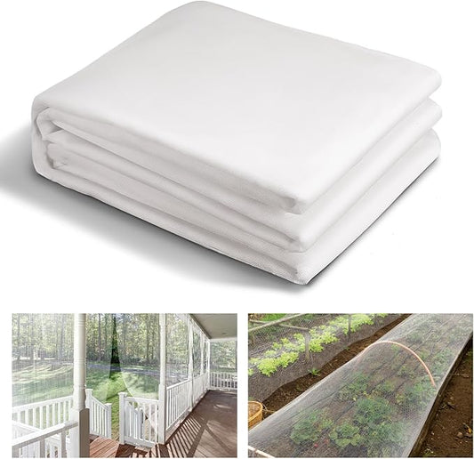 ANPHSIN Strong PP Nanocomposite Mosquito Net Garden Netting - 10 x 33ft Bird Insect Pest Mesh Barrier Screen for Patio, Balcony, Porch, Outdoor Raised Beds Protection (White)