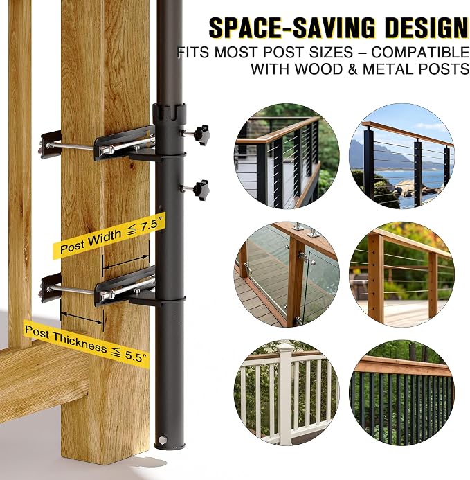 Deck Umbrella Mount, Stainless Steel Patio Umbrella Holde, Patio Umbrella Holder for Deck Railing, Outdoor Courtyard, Balcony