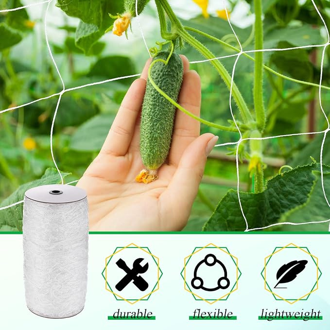 Berlune 6.5 x 1000 ft Trellis Netting Roll Heavy Duty Nylon Garden Trellis Netting with 6 Inch Mesh Soft Plant Support Net for Climbing Plants, Grape Racks, Growing Support Bean, Pea, Tomatoes