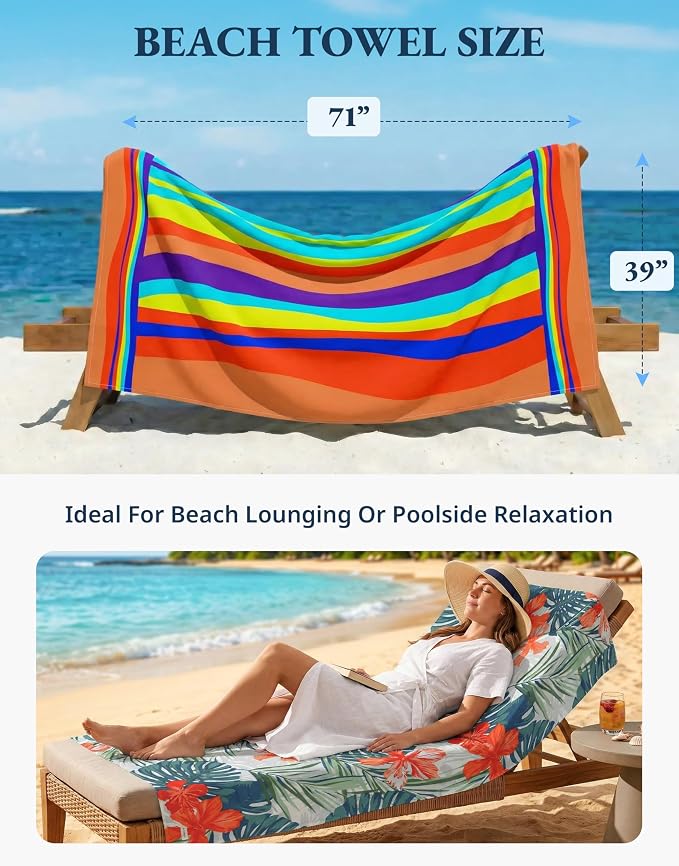 LANE LINEN Turkish Beach Towels for Women, Set of 6 - Large 39"x71", Pre-Washed, No-Shrink, Sand-Free, Quick Dry, Lightweight, Soft Beach Bath Towels - Coastal Mix