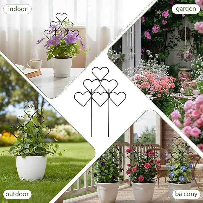 ZOUTOG 15 Inch Trellis for Climbing Plants Outdoor 3 Pack,Rustproof Metal Garden Trellis for Potted Plants,Sturdy Houseplant Support Indoor Outdoor for Ivy Pothos Monstera Hoya Flower Vine