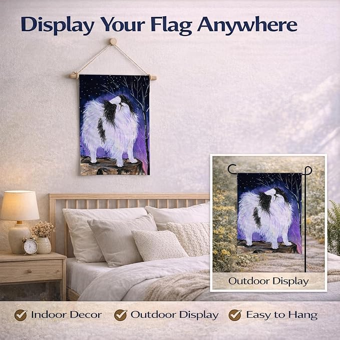 Caroline's Treasures SS8070GF Japanese Chin Garden Flag Mailbox Flag Decorative Yard Flag Banner Outside Patio Artwork Yard Flower Beds, Garden Size, Multicolor
