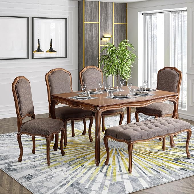 Lahome Manon 8x10 Rugs for Living Room, Modern Bedroom Area Rug Aesthetic Low Pile Soft Dining Room Rug, Washable Abstract Golden Indoor Carpet for Playroom Nursery