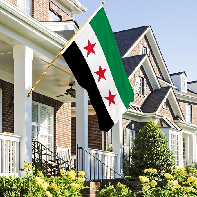 AhfuLife Syria Flag 3x5 Ft, Large Syrian Flags for Outside - Double Side with Brass Eyelets for Olympic Party Decorations, Soccer Party Decoration Bar Garden Street Decoration Indoor Outdoor