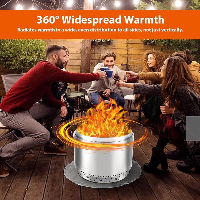 27" Smokeless Fire Pit with Air Switch, 304 Stainless Steel Wood Burning Fireplaces, Portable Outdoor Bonfire Pit for Camping, Bonfires