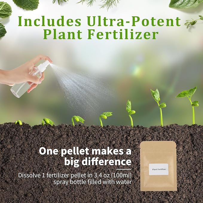 Indoor Herb Garden Starter Kit, 10 Non-GMO Herb Seeds for Basil, Parsley, Thyme, Mint, Cilantro, Dill, Oregano, Chives, Sage, Mustard Including 10 White Pots, Nutritional Soil, Ideal Xmas Gift